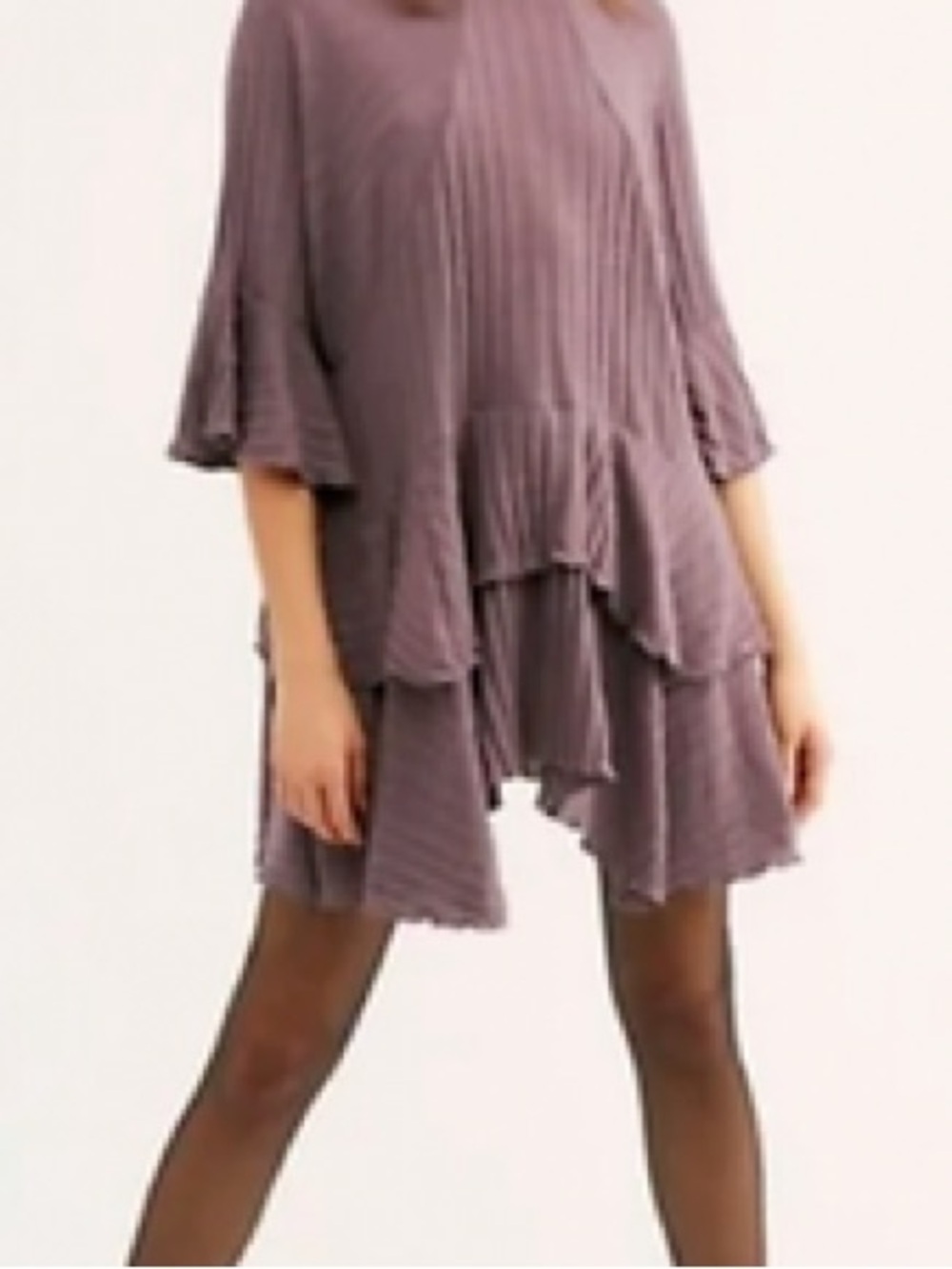 Free People Mauve Layered Ruffle Knit Mini Dress Coverup